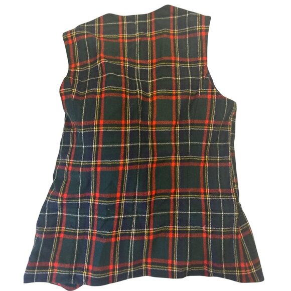 Vintage Women's M Wool Plaid Ugly Christmas Vest Bear Bow Retro - Picture 7 of 11